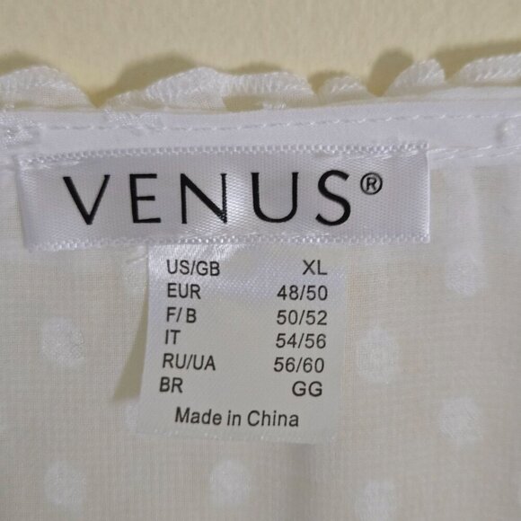 Venus Ruffled Mini Dress Tiered Swiss Dot Balloon Sleeve Bohemian Dress Size XL - Picture 6 of 7